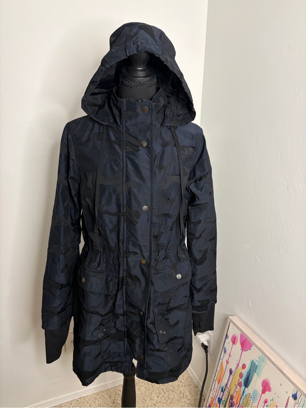 Athletic Works Navy Camo Hooded Utility Jacket
